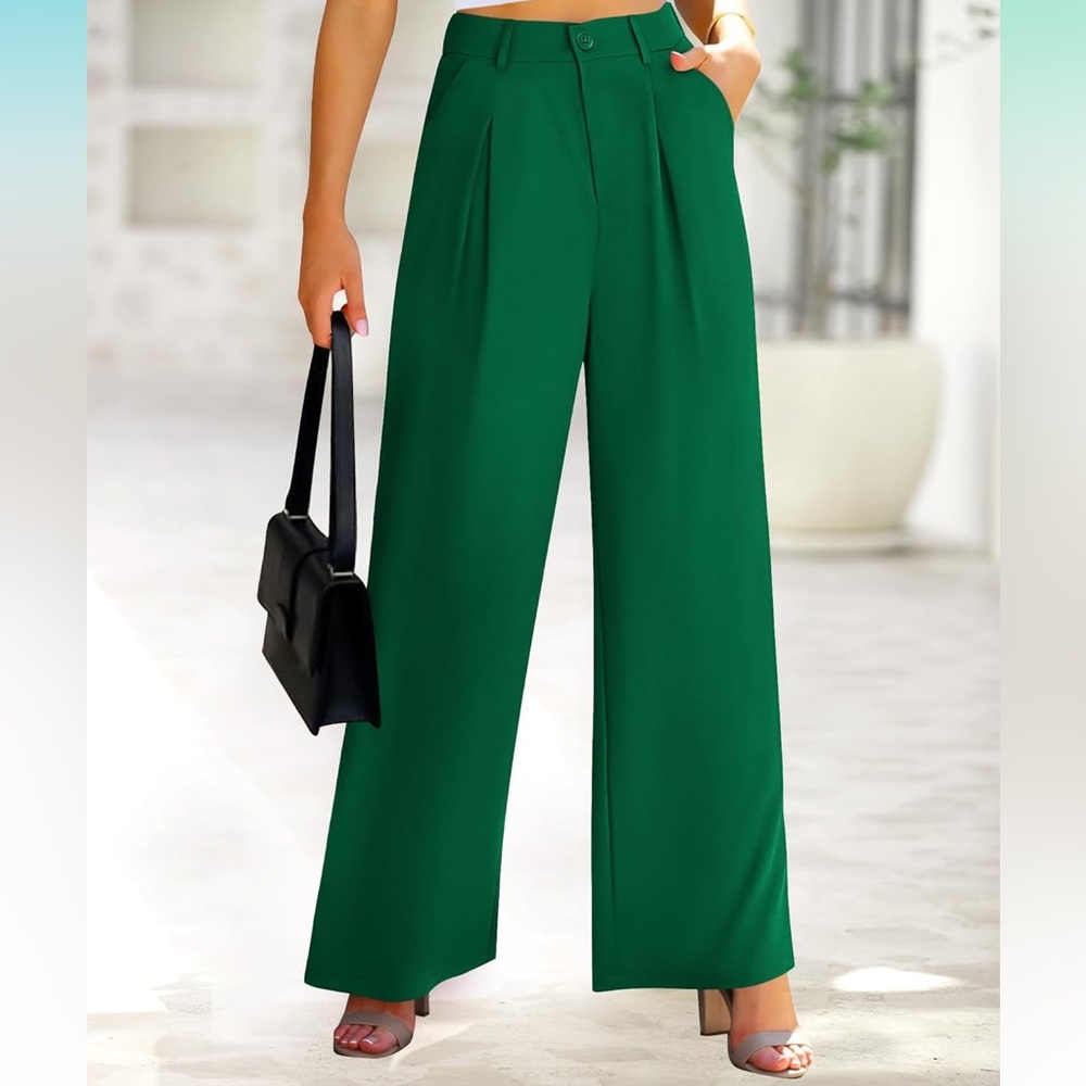 Green Wide-Leg Pants